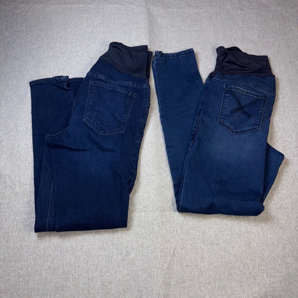 Maternity Skinny Jeans Bundle Old Navy Full Panel Hello Pretty Mama Size 8 2PK